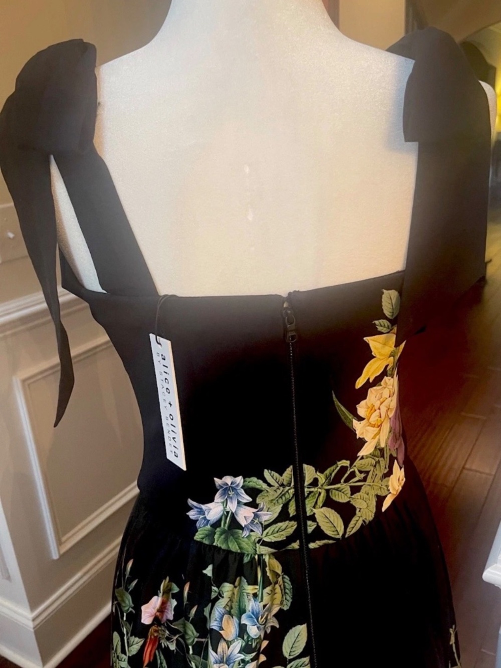 Alice + Olivia Oriana Tie Strap Drop Waist Midi Dress In Venus Floral 8 NWT $660 - Picture 5 of 14